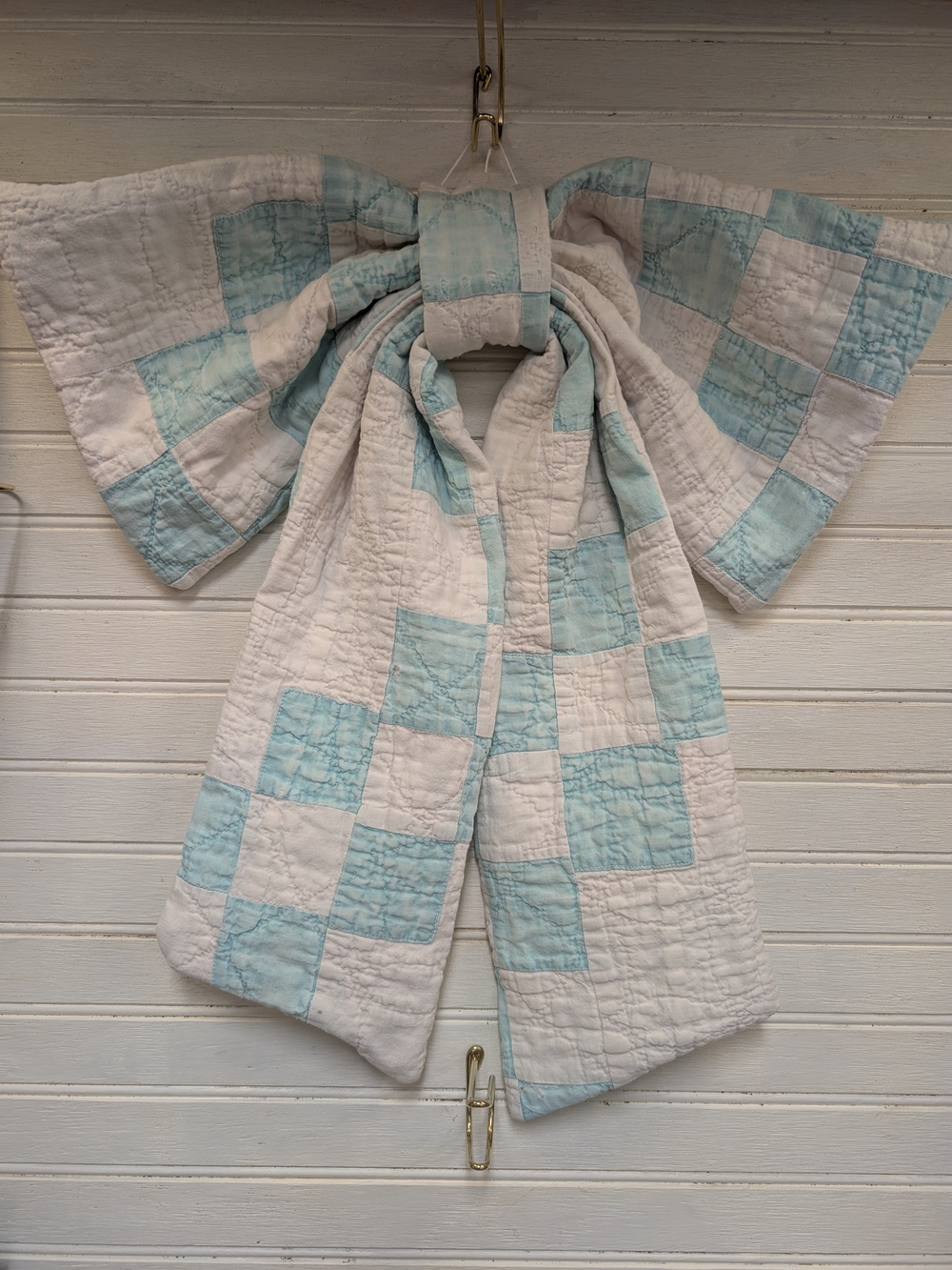 Kids Light Blue & White Quilted Coat